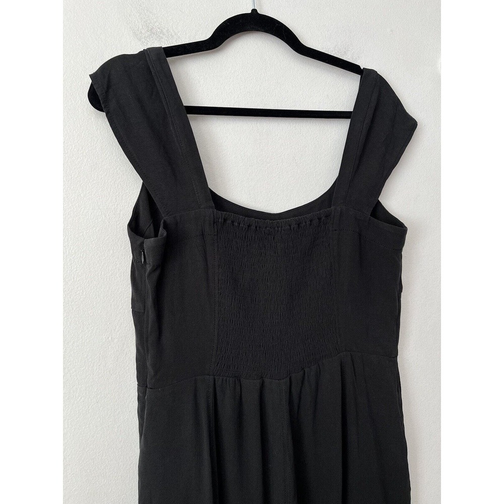 NWT Madewell Black Cap Sleeve Crop Wide Leg Smocked Jumpsuit Womens Size 0 - Picture 6 of 9